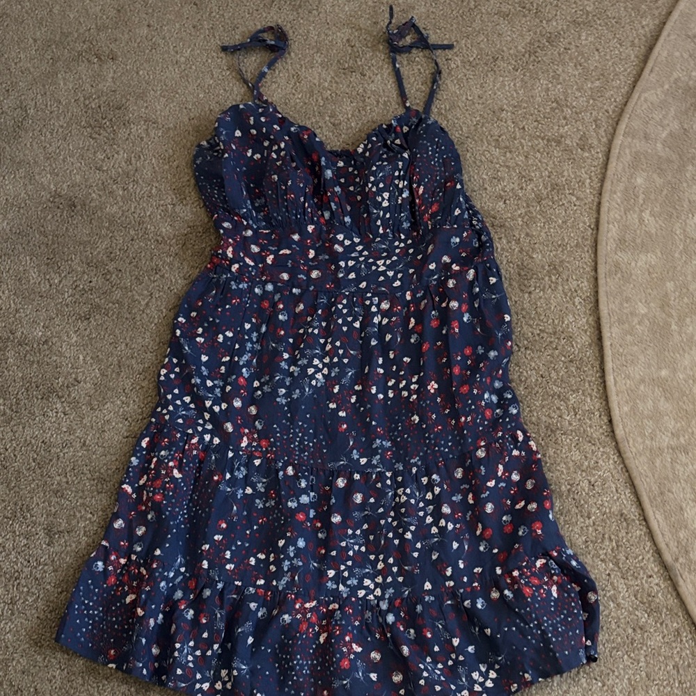 Navy Blue Spaghetti Strap Dress